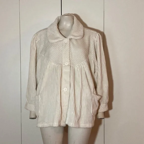 Collections Etc Women's Soft Fleece Button Front Bed Jacket pockets XXLarge - Picture 7 of 7